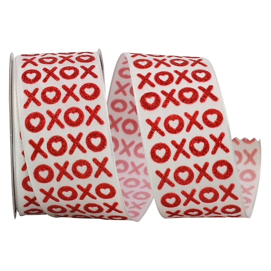 JAM Paper 1.5" x 10yd. Glitter Wired XO Ribbon
